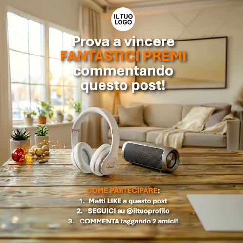 giveaway esempio di un post instagram con titolo "Prova a vincere fantastici premi commentando questo post"